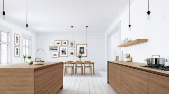 Covering d'une cuisine en imitation bois, film vinyle adhésif coverstyl